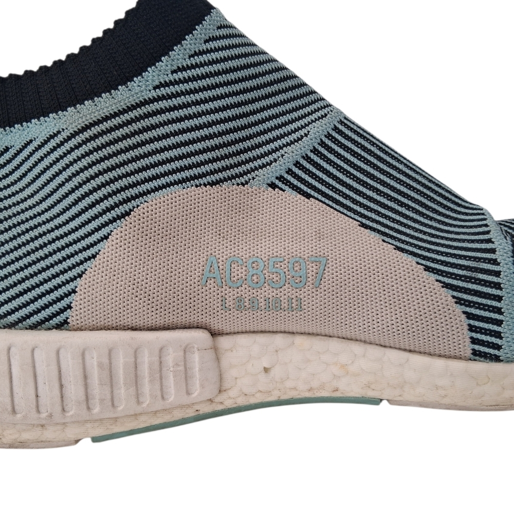 Adidas NMD_CS1 Parley AC8597 Flyknit Sneakers Mens Size 12 Black/Blue Striped - Picture 3 of 10